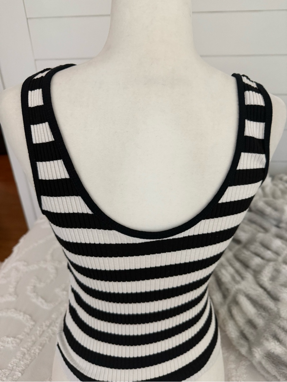 INTERMIX Black and White Striped Ribbed Tank - Picture 7 of 8